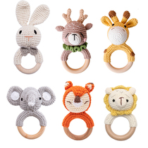 1pc Baby Teether Music Rattles for Kids Animal Crochet Rattl