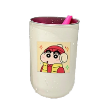 Crayon Shin-chan family four mouthwash cup set creative stainless steel tooth cup high-end light luxury couple wash cup