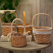 Plumeria basket diy confinement fruit portable basket rattan woven flower pot flower arrangement bamboo woven small decorative flower basket grass