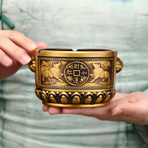 Pure brass ashtray creative personality home living room office anti-fly ash Chinese ashtray high-end creative ornaments