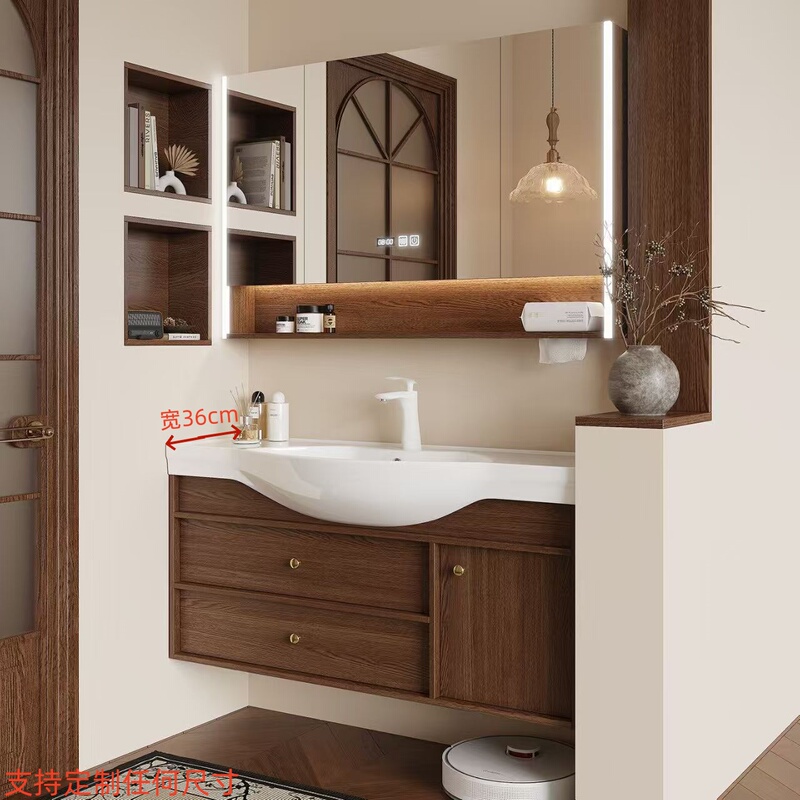 36cm Narrow-Edge Ceramic Large Basin Integrated with Antique-Style Bathroom Cabinet Set, Washbasin, Face Wash Basin Cabinet, Bathroom Furniture 36cm Narrow-Edge Ceramic Large Basin Integrated with Antique-Style Bathroom Cabinet Set, Washbasin, Face Wash Basin Cabinet, Bathroom Furniture