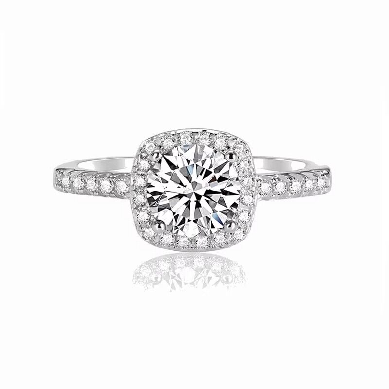 IGI Henan cultivated diamond Pt950 platinum diamond ring square package group diamond micro-set 1 carat engagement ring for girlfriend