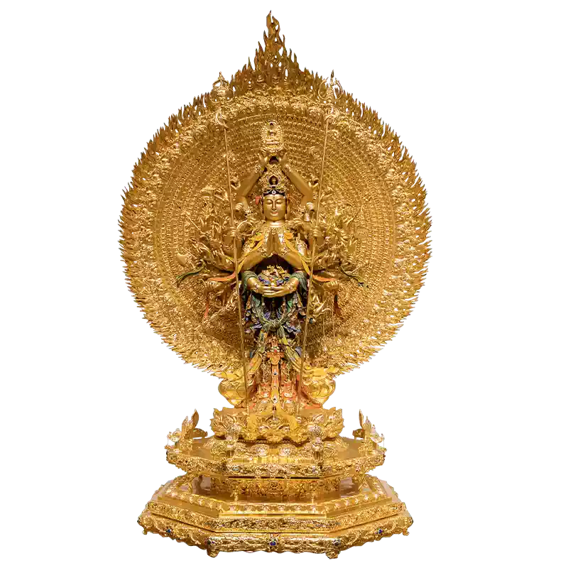 善源善财童子龙女佛像铜像彩绘泥金观音菩萨左右随从童子童女摆件