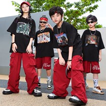 Childrens performance clothing hip-hop boys hip-hop trendy clothing cool and handsome drum set hiphop girls street catwalk suit summer