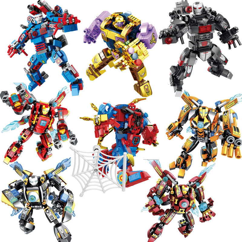 Education Assembly Avengers Heroes League Anti-Hulk Steel-Man Spider-Man Model Building Blocks Toys-Taobao