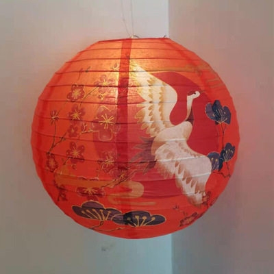 Китайский фонарик 1pc printed flower round paper lantern wedding birthday part