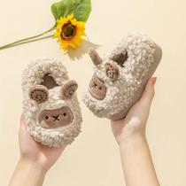 Childrens cotton slippers autumn and winter indoor home cute furry bag with cotton shoes boys and girls baby slippers