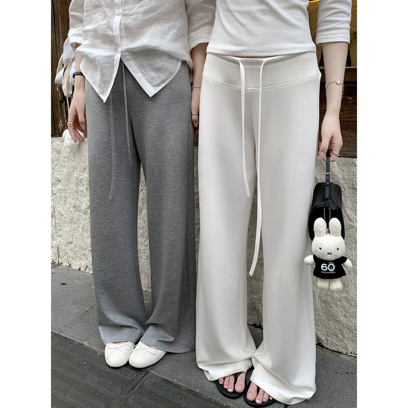 Chooouan_ “Mask Pants” Smooth and Cool Lyocell Blend Drawstring Mid-Low Waist Versatile Casual Pants