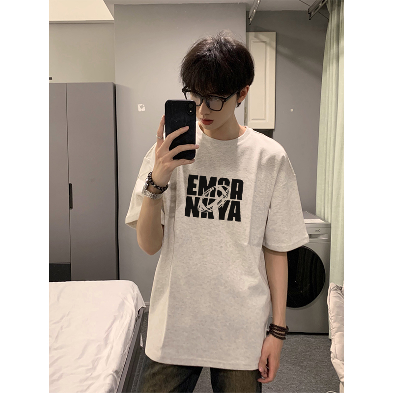 American-Style Heavyweight 320g Pure Cotton Short-Sleeve T-Shirt for Men, Loose Fit, Trendy Brand, Couple's Niche Design, Half-Sleeve Top for Summer American-Style Heavyweight 320g Pure Cotton Short-Sleeve T-Shirt for Men, Loose Fit, Trendy Brand, Couple's Niche Design, Half-Sleeve Top for Summer
