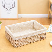 Desktop storage basket woven frame imitation rattan storage basket snack remote control storage box underwear and socks storage basket card