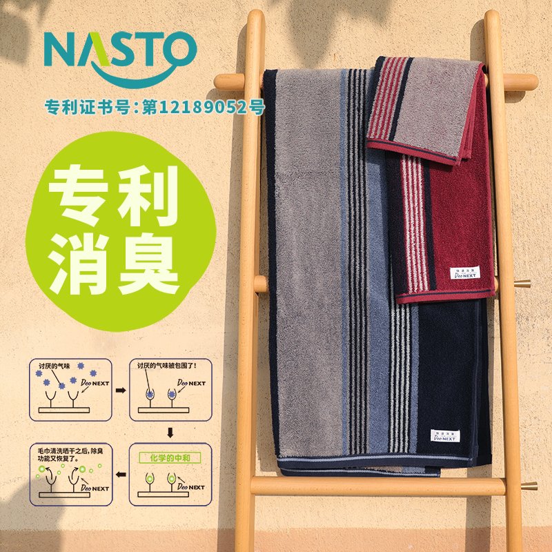 Japan's Nasto Patented Quick Deodorizing Pure Cotton Towel, Square Towel, Sports Towel, Bath Towel, Soft Nastex