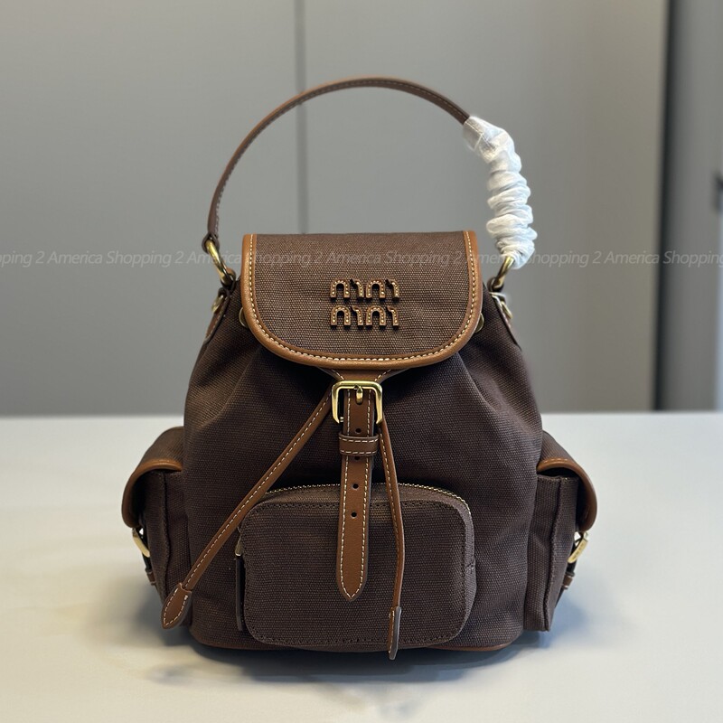 25Ss | New Model Canvas Small Backpack, Brown Leather Mini Backpack, Women's Korean Style Bag 25Ss | New Model Canvas Small Backpack, Brown Leather Mini Backpack, Women's Korean Style Bag