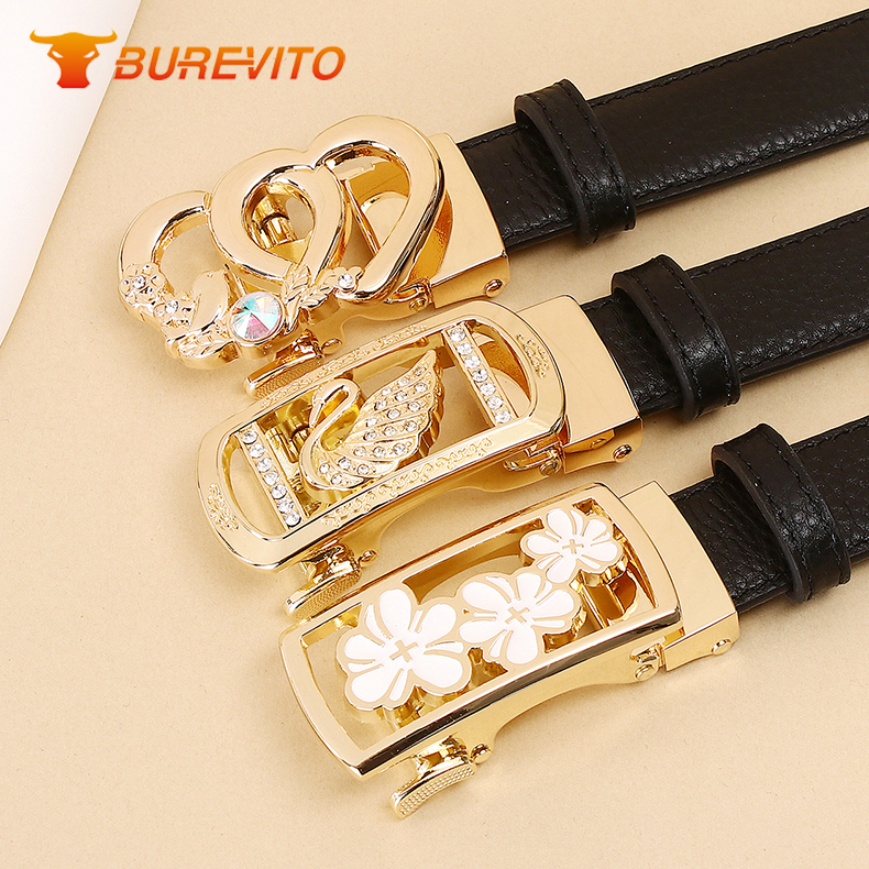 Women's Genuine Leather Belt for Jeans, Black, New Style, High-End Design, Niche First-Layer Cowhide Women's Belt