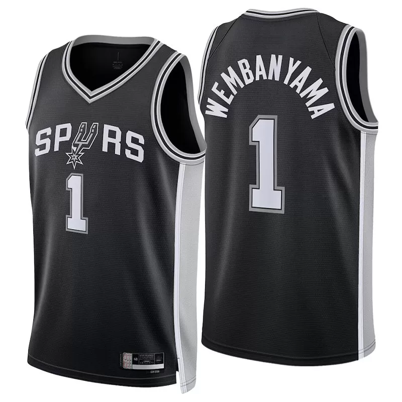 Футболка баскетбольная Spurs 25-26 Джерси №1 Венбан Яма 4 Фокс 3 Келден Вассел Униформа фан-издание штаны