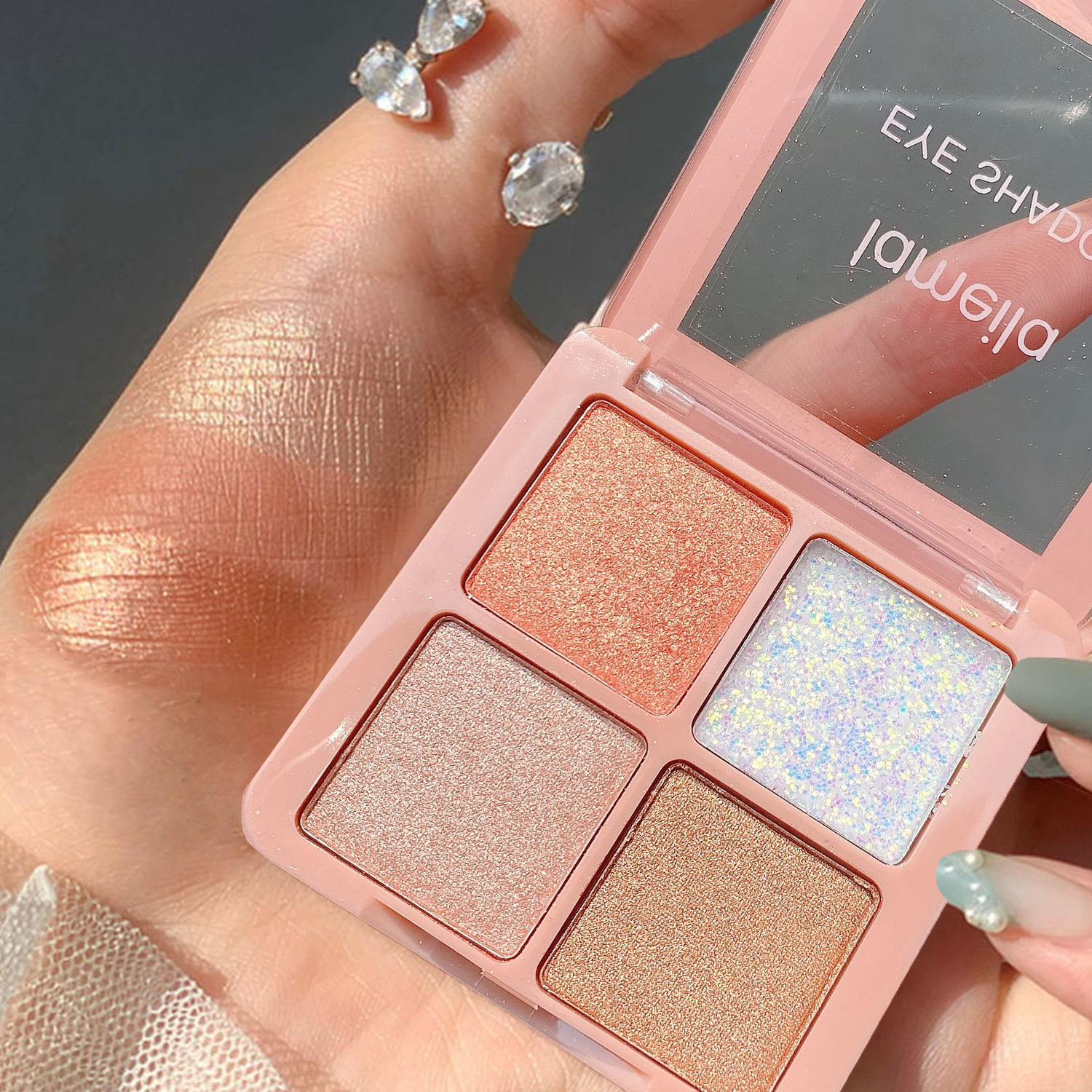 Four-color eye shadow pan earth color matte pearls pure desire Wind 2023 The new small pan student ladies small crowdportable-Taobao
