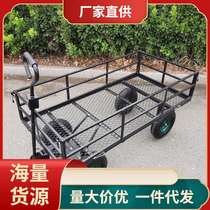 Four-wheel flatbed trailer stacked truck hand-selling cart flower folding stall special cart for transportation