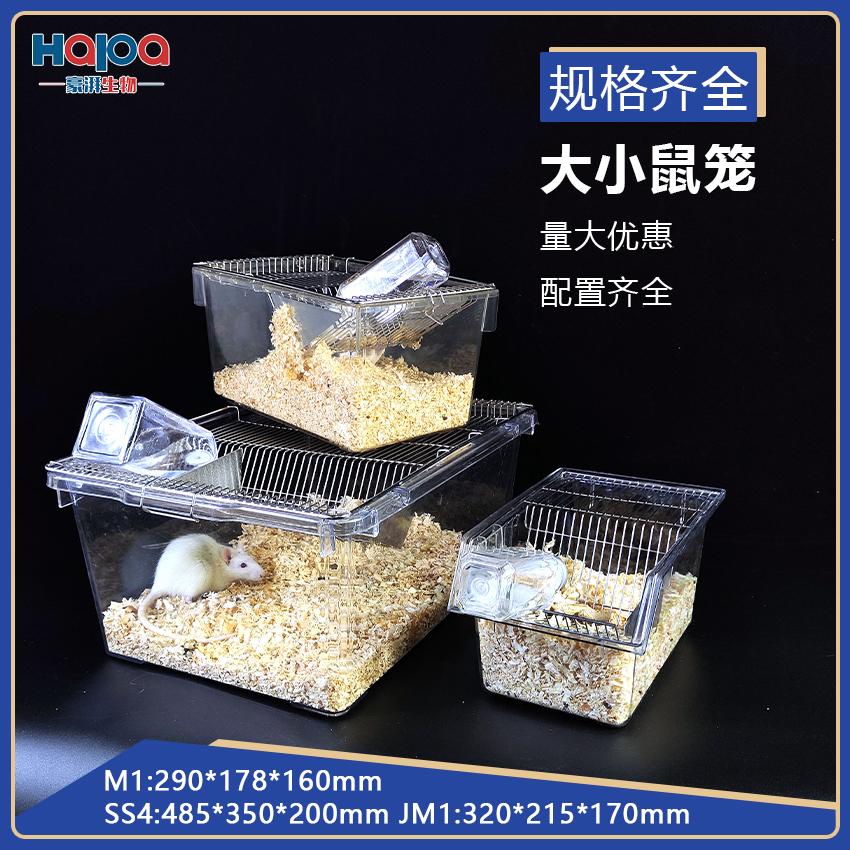 实验鼠笼全透明小鼠笼大鼠笼饲养繁殖笼可观察耐高温PC透明鼠笼