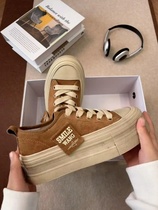 Official canvas shoes 2023 autumn and winter new style plus velvet white shoes warm cotton shoes niche casual sports sneakers