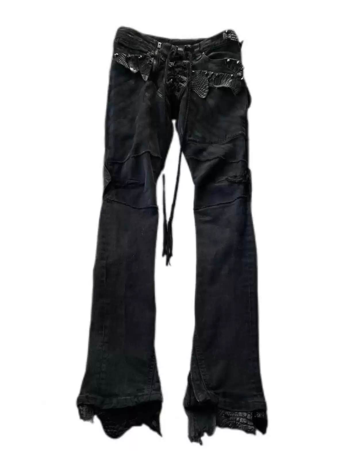 Ifsixwasnine leather custom laceup pant鳄鱼皮、蛇皮绑带裤