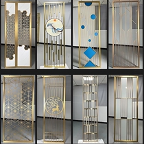 New Chinese style stainless steel screen carved custom living room modern partition flower grille titanium simple rose gold hollow