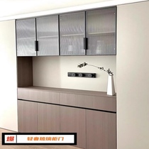 Crystal steel louver wall cabinet stove door simple skin-feel clothing kitchen cabinet household aluminum alloy cabinet custom flat door cabinet door