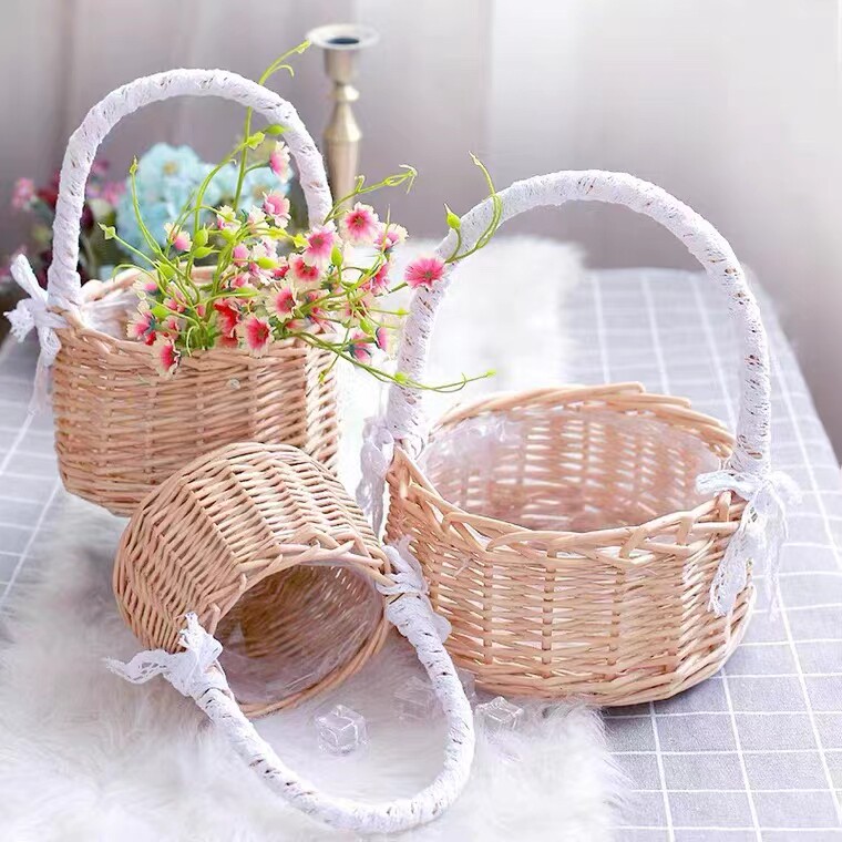 Floral basket willow choreographeme choreographete with flowers flowers children dried flower items flower arranging pendulum pieces fruit moon eggs Eggs Hand Basket-Taobao