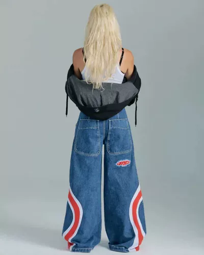 Jnco Backgy Jeans Женщины американские винтажные джинсы с высокой талией h