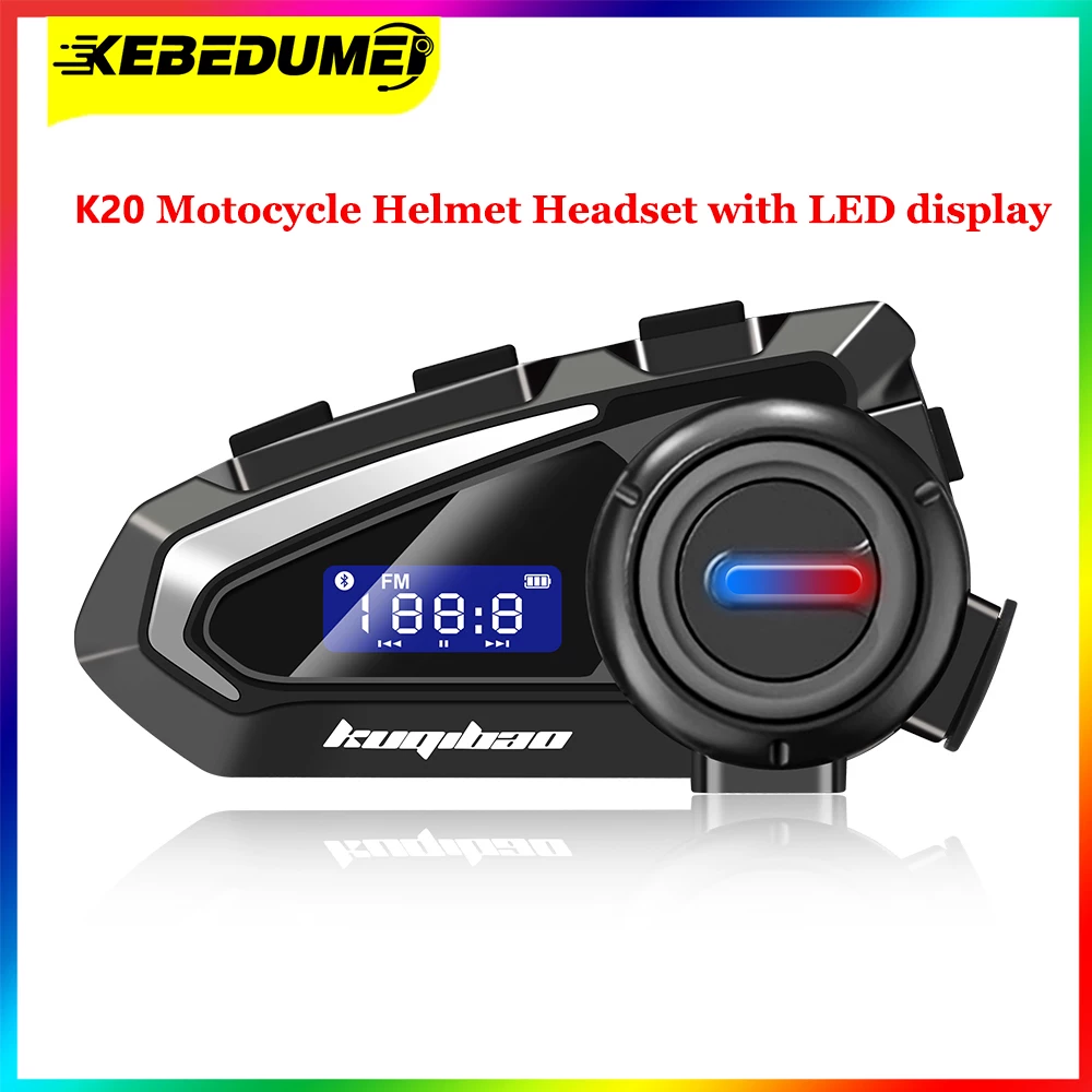 Кебидумей K20 Bluetooth мотобайк-наушник с LED-дисплеем FM-радио