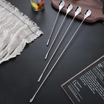 Extended spiral handle water drop 304 stainless steel juice milk tea bar spoon hot-selling cocktail swizzle stick stirring spoon
