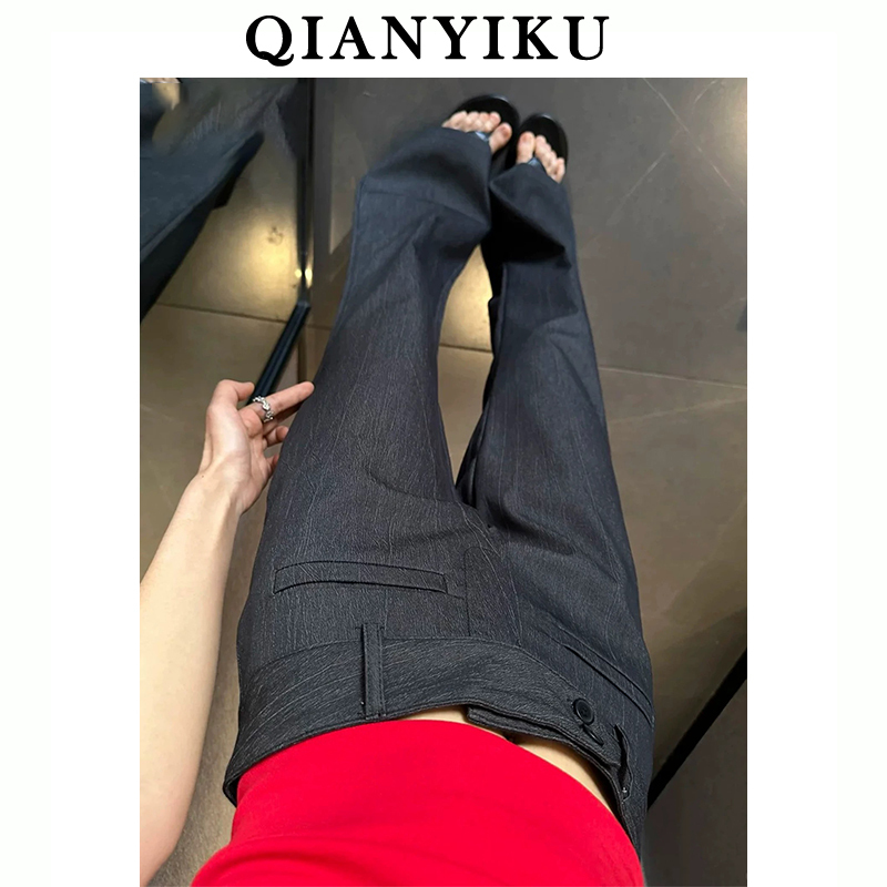 Black and Gray Low-Waist Flared Suit Pants for Women, 2026 Spring/Summer New Style, Double-Breasted, High-End, Slimming, Casual Bell-Bottom Pants