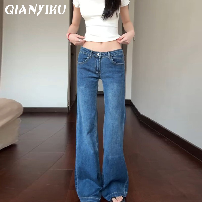 Retro Low-Waisted Straight-Leg Jeans for Women, Summer 2025 New Style, Low-Waisted Hot Girl Style, Non-Tight on the Legs, Slimming and Drapey Flared Pants