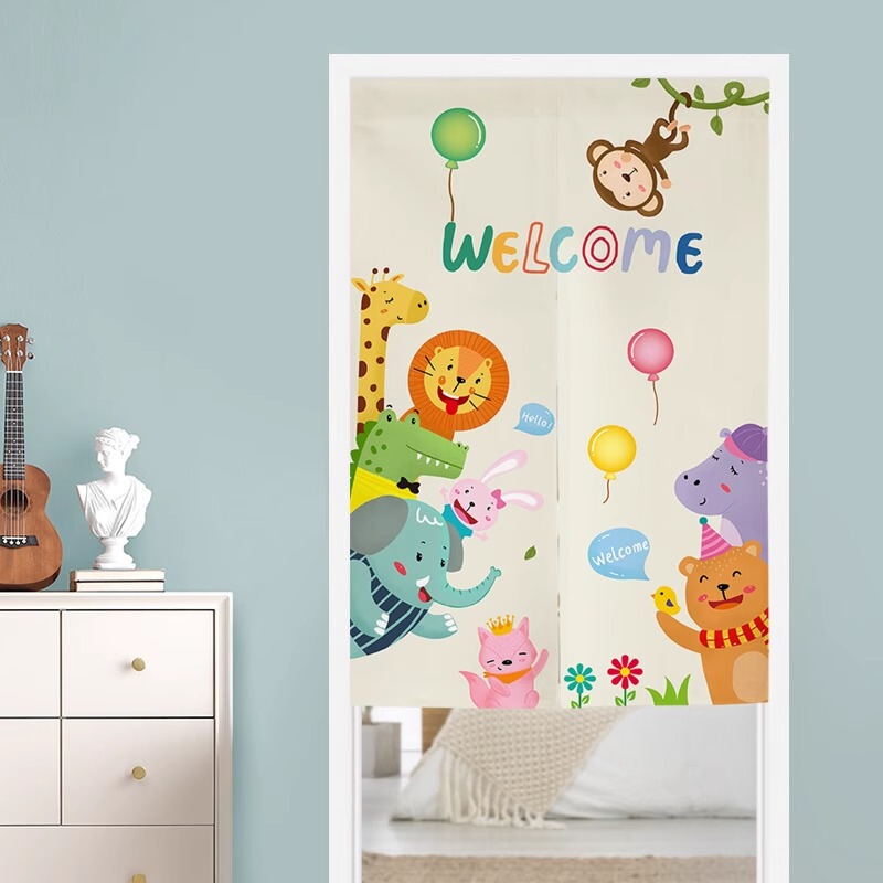 Cartoon Door Curtain for Bedroom, Home Use, New Model for Children's Room, No-Drill Partition Curtain for Bathroom and Toilet