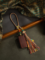 Sandalwood Wushi brand car pendant Tibetan car interior pendant high-end exquisite rearview mirror Wushi couple pendant