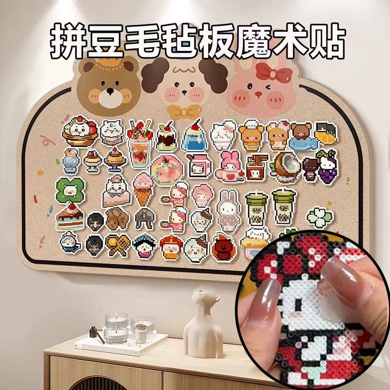 Felt Board with Fixed Dots, Magic Tape, Polaroid, Nail-Free Adhesive, Self-Adhesive Hook and Loop Fasteners