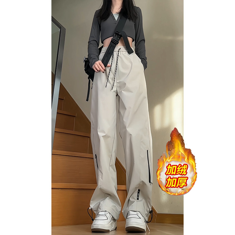 Waterproof Softshell Pants for Men and Women, Autumn and Winter, Fleece-Lined, Windproof, American-Style Functional Vibe, Outdoor Straight-Leg Ski Pants