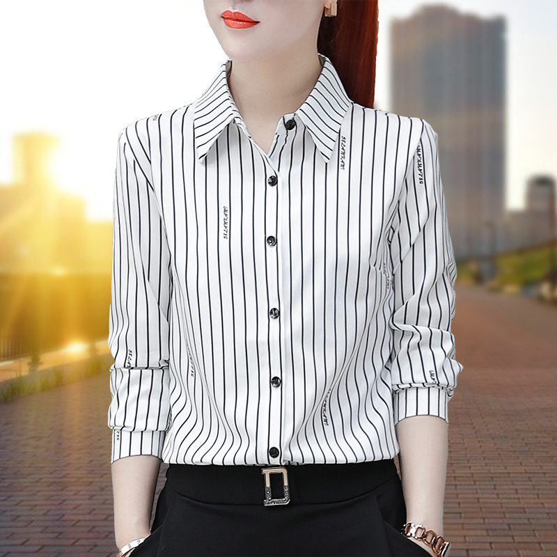 Striped Shirt for Women 2026 Spring and Autumn New Fashion Trendy Rich Lady Casual Slimming Belly-Covering Top Blouse