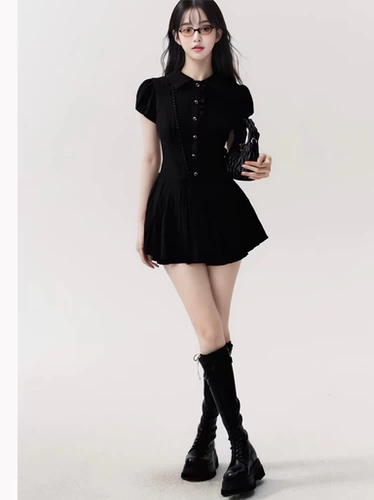 Черная сексуальная летняя юбка, мини-юбка, рубашка, платье, А-силуэт