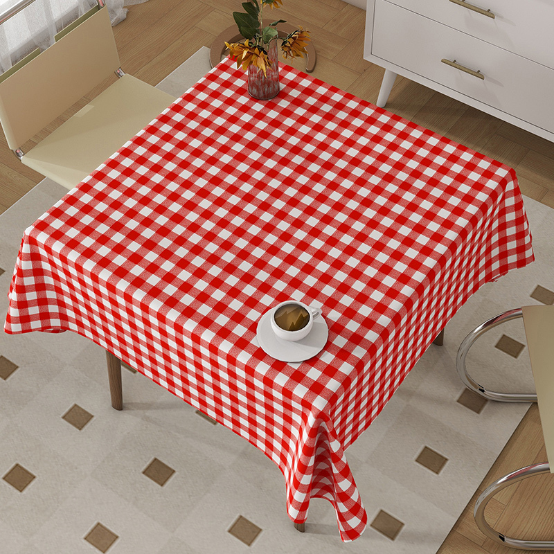 Tablecloth Waterproof, Oil-Proof, Heat-Resistant, No-Wash, Red Checkered Square Pvc Tablecloth for Catering and Commercial Use, 2026 New Model