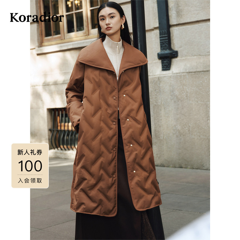 【90 White Goose Down】Koradior Mall Same Style 2025 Winter New Large Lapel down Jacket for Women
