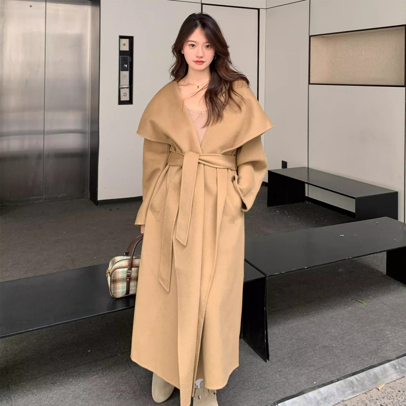 2025 Autumn and Winter Korean Style Lazy Loose Fit Wide Lapel Double-Sided Wool Coat Mid-Length Alpaca Wool Jacket 2025 Autumn and Winter Korean Style Lazy Loose Fit Wide Lapel Double-Sided Wool Coat Mid-Length Alpaca Wool Jacket