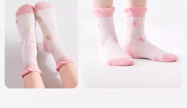Children's Socks for Girls, Spring and Summer Thin Style, Pure Cotton Mesh Socks for Baby Girls, Princess Lace Mid-Tube Summer Thin Socks — 20