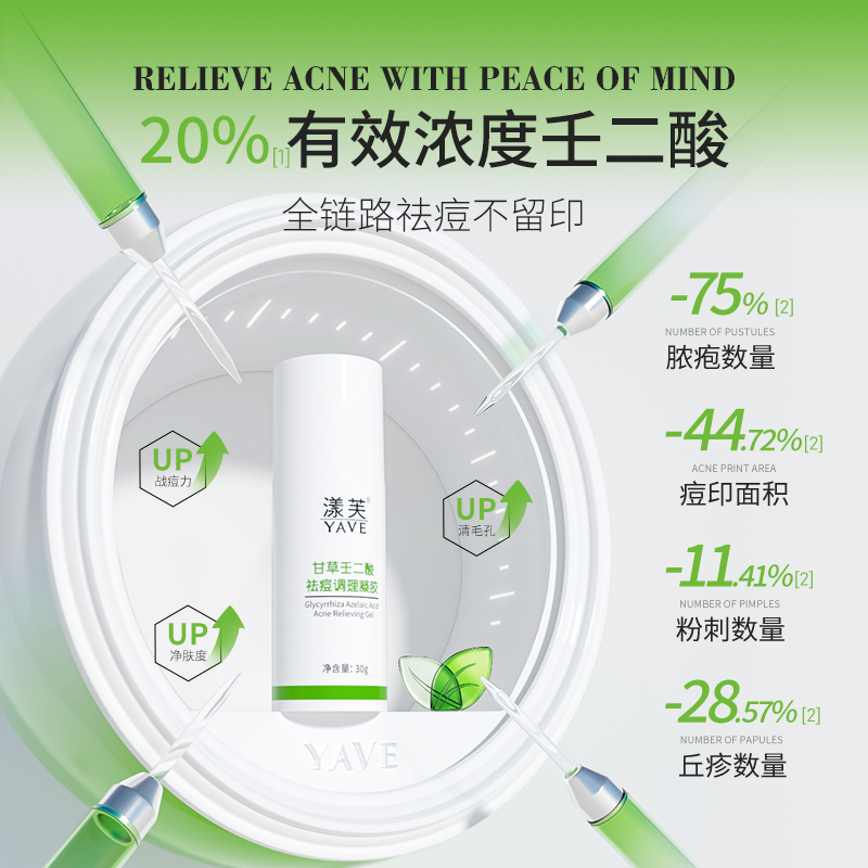 Yangfu Licorice Azelaic Acid Acne Treatment Gel 20% Concentration Acne Skin Oil Control Lightening Marks 30g Yangfu Licorice Azelaic Acid Acne Treatment Gel 20% Concentration Acne Skin Oil Control Lightening Marks 30g