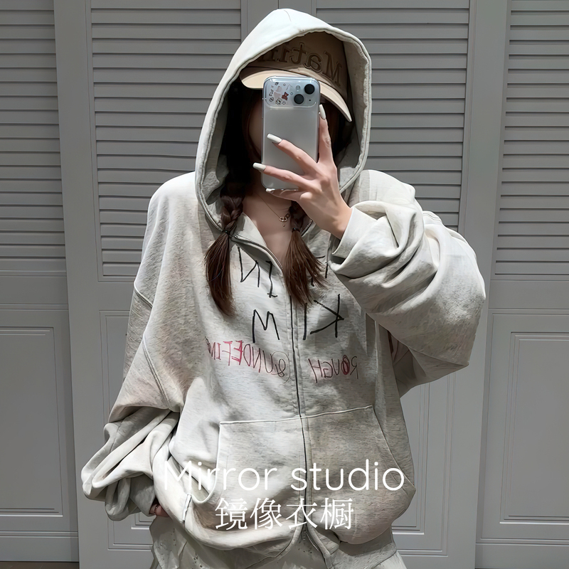 Yb Development/Matin Kim Hoodie Zip-Up Jacket Ning Yizhuo Oversize American Style Top