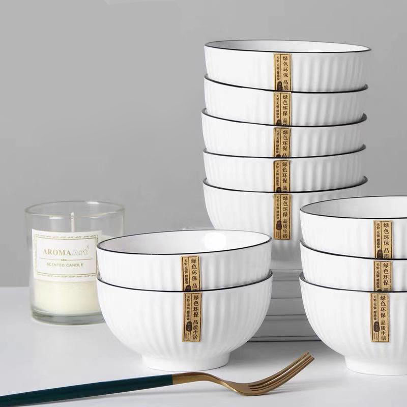Bowl and Plate Household Tableware Set for Dormitory Students, New Japanese-Style Large High-Temperature Resistant Single Rice Bowl for Instant Noodles Bowl and Plate Household Tableware Set for Dormitory Students, New Japanese-Style Large High-Temperature Resistant Single Rice Bowl for Instant Noodles