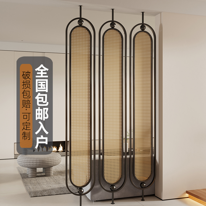 Guan Ding Rattan Glass Screen Partition for Living Room 2026 New Model Entryway Door Blocking Foyer Simple Modern Retro Guan Ding Rattan Glass Screen Partition for Living Room 2026 New Model Entryway Door Blocking Foyer Simple Modern Retro