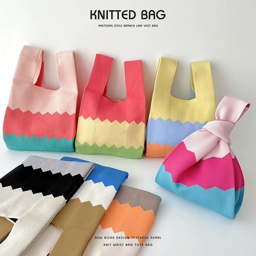 Трикотажная вместительная и большая сумка через плечо на одно плечо, сумка для еды