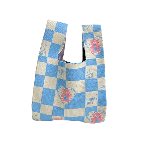 Трикотажная сумка на одно плечо, трендовый жилет, трикотажные универсальные вместительные и большые шахматы