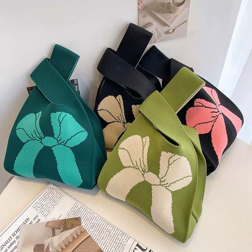 Весенняя мультяшная трикотажная сумка через плечо, плетеная небольшая сумка, тренд сезона, подарок на день рождения, сумка для еды