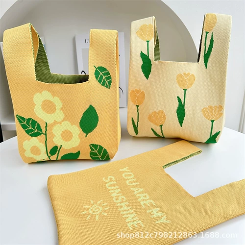 Оригинальный дизайнерский трикотажный жилет на одно плечо, сумка через плечо, в цветочек