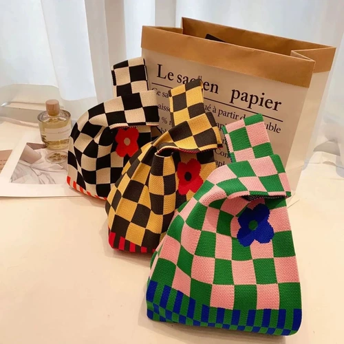 Весенняя мультяшная трикотажная сумка через плечо, плетеная небольшая сумка, тренд сезона, подарок на день рождения, сумка для еды